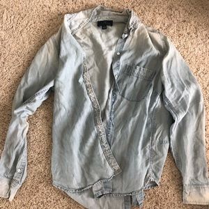 Lucky Brand distressed blue flannel
